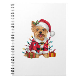 Carnet Xmas Lighting Santa Yorkshire Terrier Dog Christma