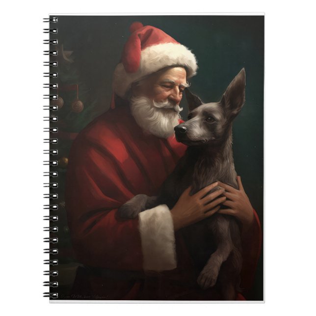 Carnet Xoloitzcuintli avec Noël Festif du Père Noël (Devant)