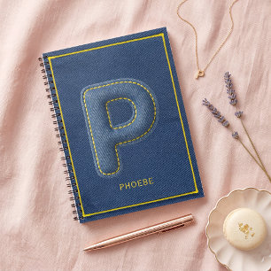 Carnet Y2K Bleu P Denim Lettre Gonflée P Monogramme Nom