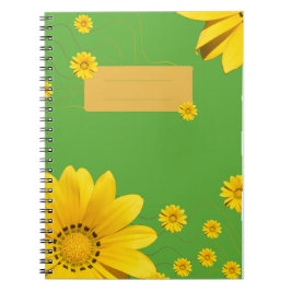 Carnet  Yellow Daisy Floral Design on Green backround