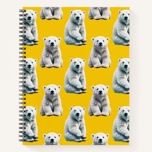 Carnet Yellow Polar Bear Pattern Design  (Devant)