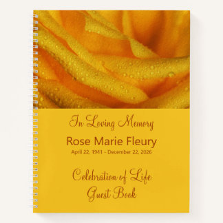 Carnet Yellow Rose Memorial Service Guestbook