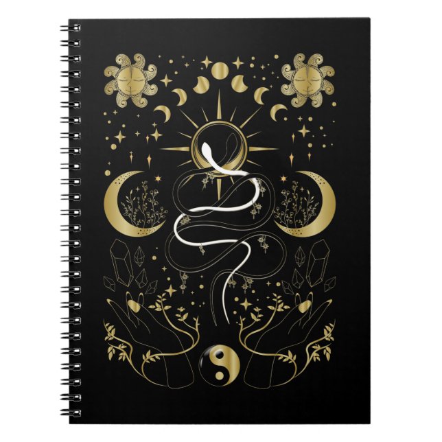 Carnet Yin Yang Crescent Lune Soleil Céleste Serpents (Devant)