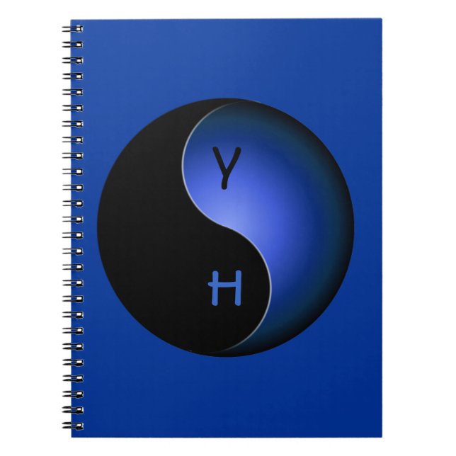 Carnet yin yang monogramme - bleu (Devant)