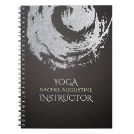 Carnet Yoga Méditation Instructeur Noir Argent Symbole ZE
