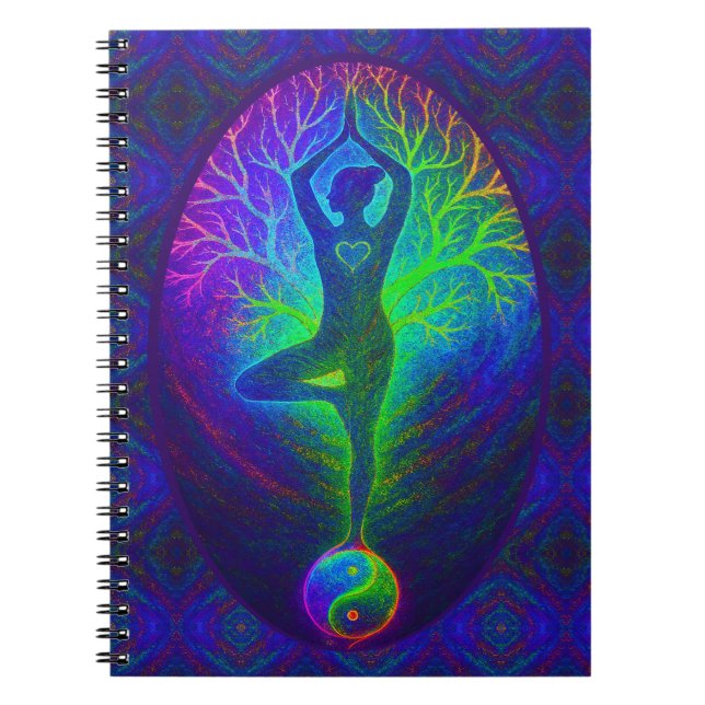 Carnet Yoga Tree Peace Rainbow (Devant)