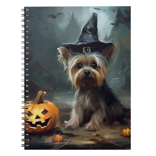 Carnet Yorkshire Terrier Citrouilles Halloween effrayant (Devant)