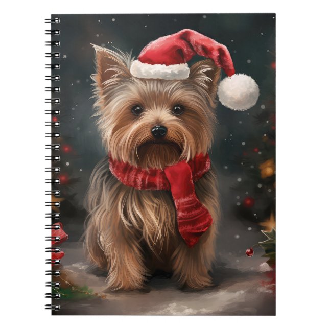 Carnet Yorkshire Terrier Dog dans la neige Noël (Devant)