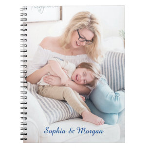 Carnet Your Photo & Name(s) in Blue Script