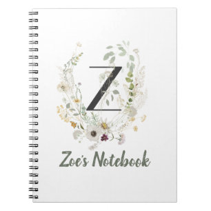 Carnet Z initial avec fleur de couleur douce
