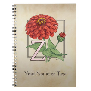 Carnet Z pour le monogramme d'alphabet de fleur de Zinnia