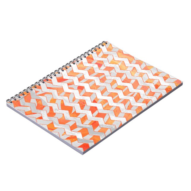 Carnet Zebra Chevron orange et blanc (Côté gauche)