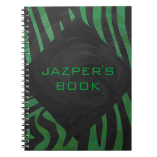 Carnet Zebra Monogramme noir et vert