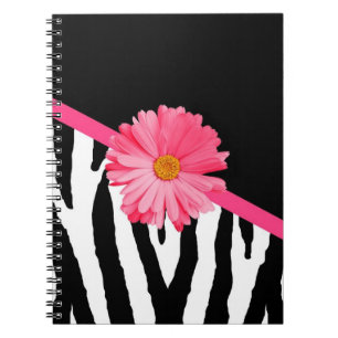 Carnet Zebra Pattern Girly Rose Daisy