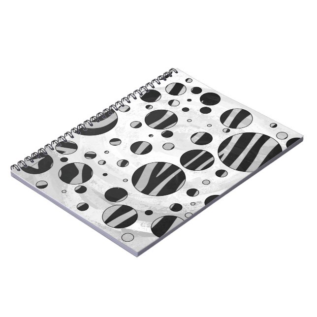 Carnet Zebra Polka point noir et gris clair (Côté gauche)