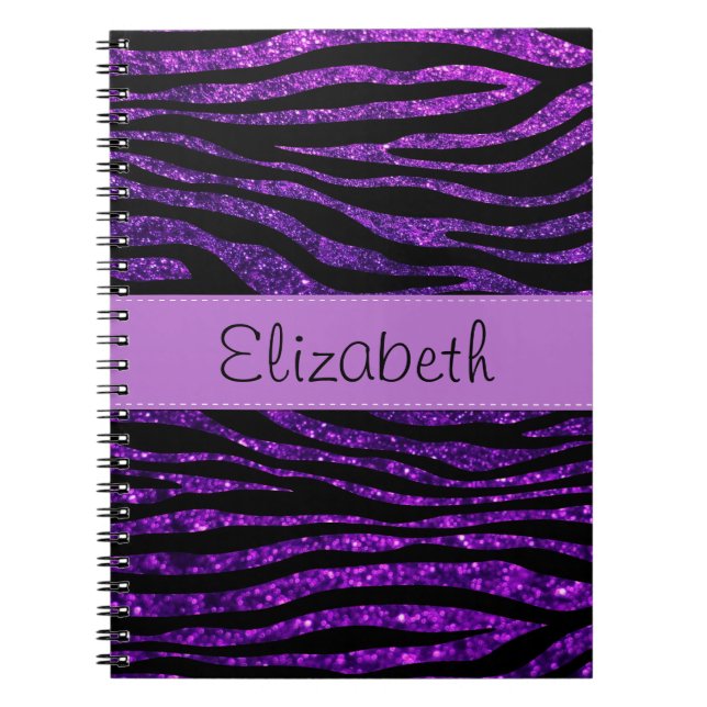 Carnet Zèbre pourpre, Zèbre Parties scintillant, Stripes, (Devant)