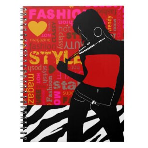 Carnet Zèbre snob red hot pink gold de mode de Popp