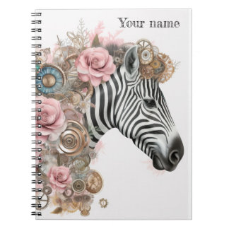 Carnet Zèbre vapeur aux fleurs roses