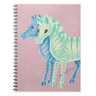 Carnet Zèbres en pastel Girly avec les rayures bleues