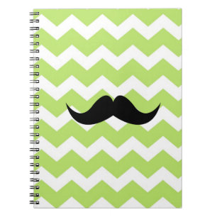 Carnet Zigzag de chevron vert motif moustache noire chic