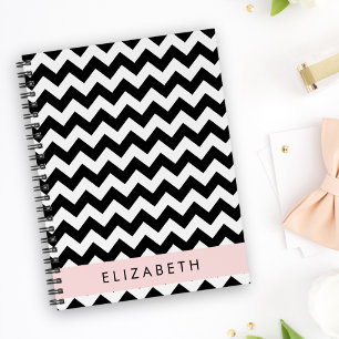 Carnet Zigzag noir et blanc, Motif Chevron, Votre nom
