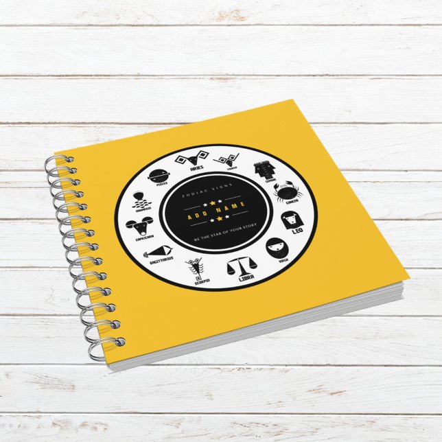 Carnet Zodiaque Indien Personnalisé - Couverture Jaune (Customize Your Cosmic Journey.)