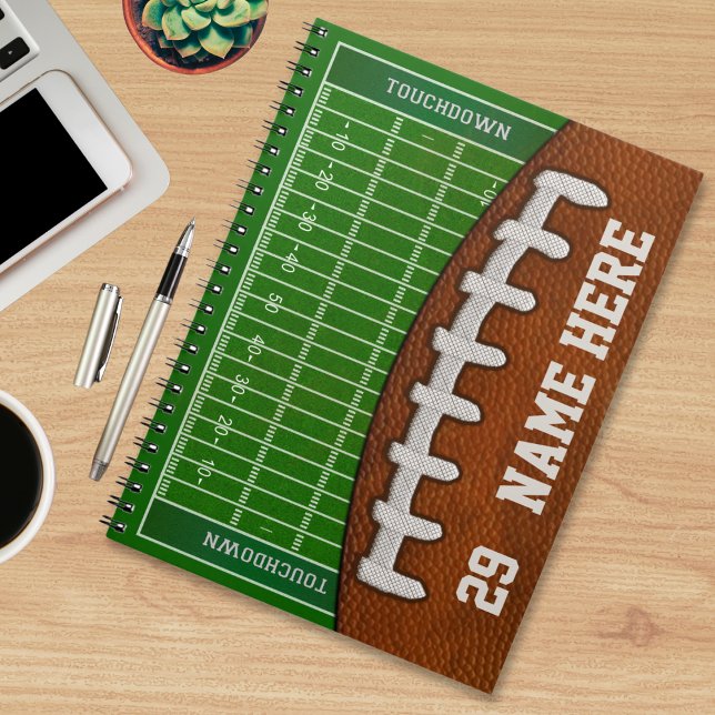 Carnets de football personnalisés Votre NOM, NUMÉR ( Football Notebook. Football school stuff. Gifts for Football lovers. Sports related school items. )