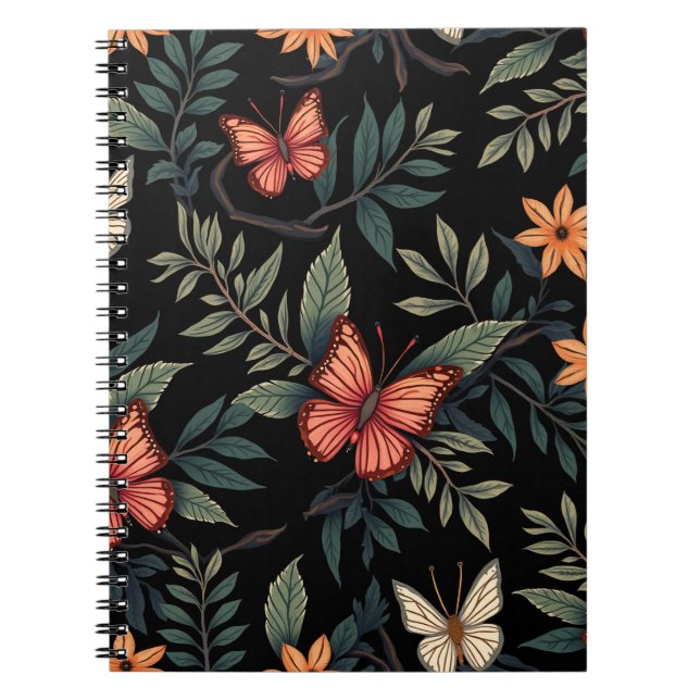Carnets spiraux Motifs à papillon naturel élégant (Devant)