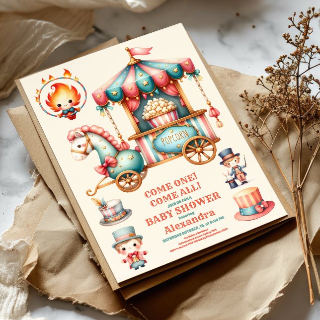 Carnival Circus Baby Dusche Einladung (Von Creator hochgeladen)