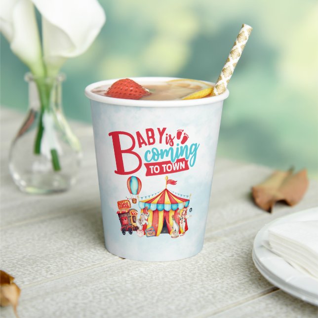 Carnival Circus Blue Baby Dusche Pappbecher (In Situ)