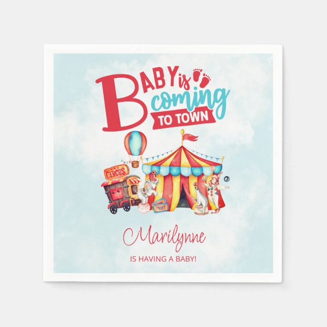 Carnival Circus Blue Baby Dusche Serviette (Vorderseite)