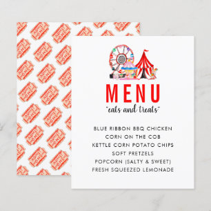 Carnival Circus Show Anniversaire Menu