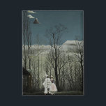 Carnival Evening, Henri Rousseau oil painting 1886 Button<br><div class="desc">Henri Rousseau,  oil on canvas,  1886... 
oil painting,  fine art,  traditional art,  modern art,  landscape,  winter,  cold,  bare trees,  carnival,  clown,  blue,  dark,  clouds,  cloudy,  overcast,  moon,  moonlight,  night,  nighttime,  grey,  gray,  spooky,  gloomy,  murky,  eclectic,  chic,  stately,  sophisticated,  funky,  home decor,  unique,  elegant,  quirky,  gothic, </div>