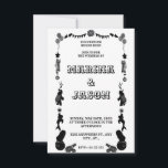 Carnival festival black and white save the date<br><div class="desc">The whole theme are based of carnival festival from the decoration to their costumes with black and white hues for colours with many cute big eyes animals to add more to its vibes.</div>
