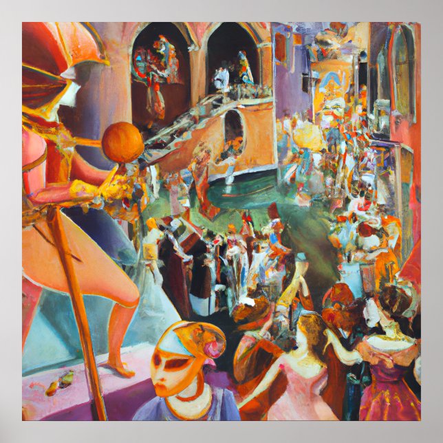 Carnival in Venice celebration painting  Poster (Vorne)
