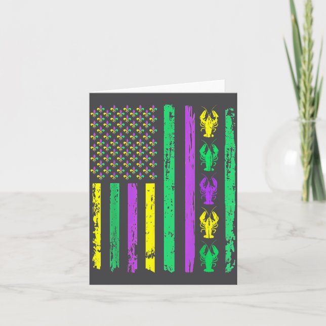 Carnival Mardi Gras Usa American Flag Crawfish Par Karte (Vorderseite)