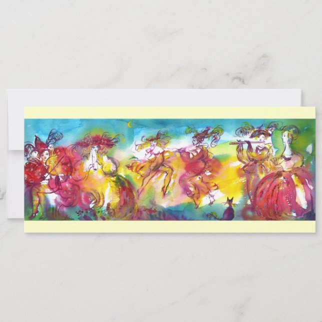 CARNIVAL NIGHT Creme Einladung (Vorderseite)