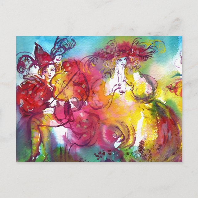 CARNIVAL NIGHT / Venezianische Masquerade, Tanzmus Postkarte (Vorderseite)
