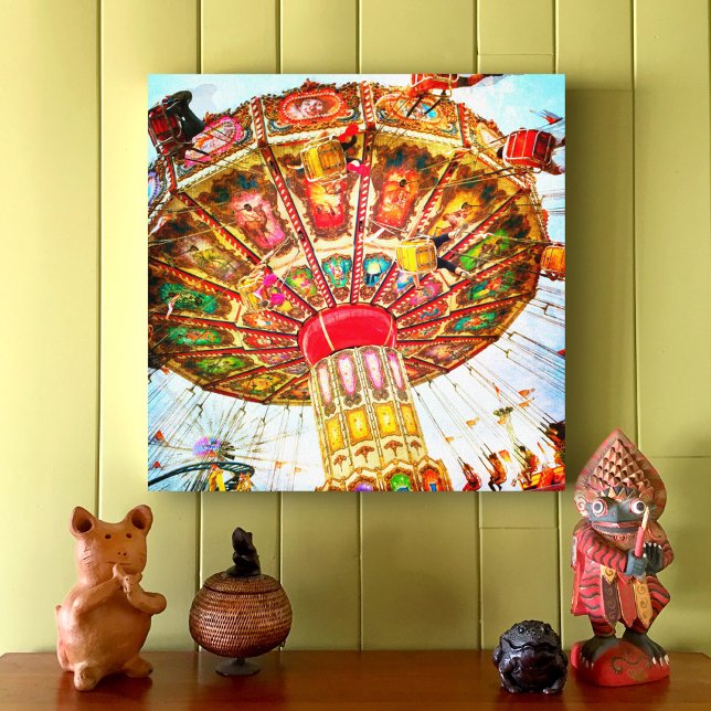 Carnival Swing Ride Foto Vintager Retroblau Himmel Leinwanddruck (Von Creator hochgeladen)