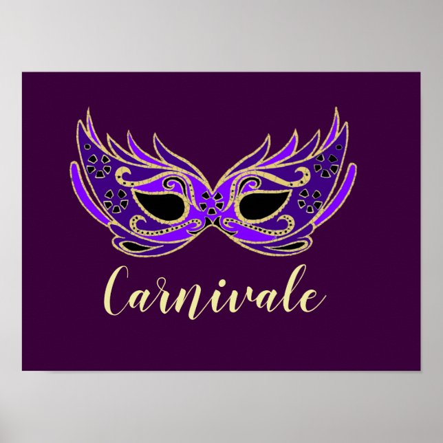 Carnivale Slogan Royal lila Maskerin Poster (Vorne)