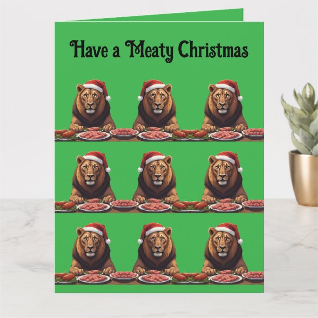Carnivore lion Christmas holiday  Karte (Kleine Pflanze)