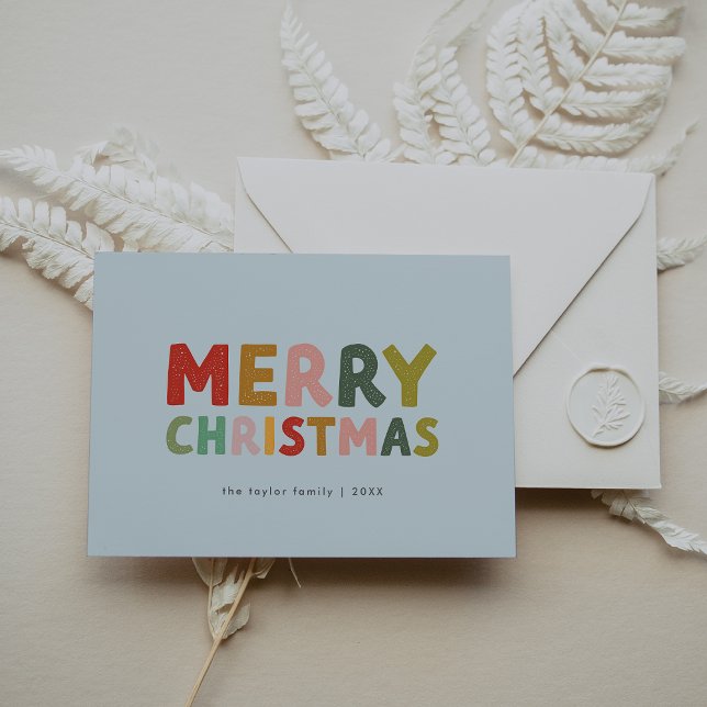 CAROL Blue Niedlich Family Fun Frohe Weihnachten (CAROL Blue Cute Family Fun Merry Christmas Holiday Card)