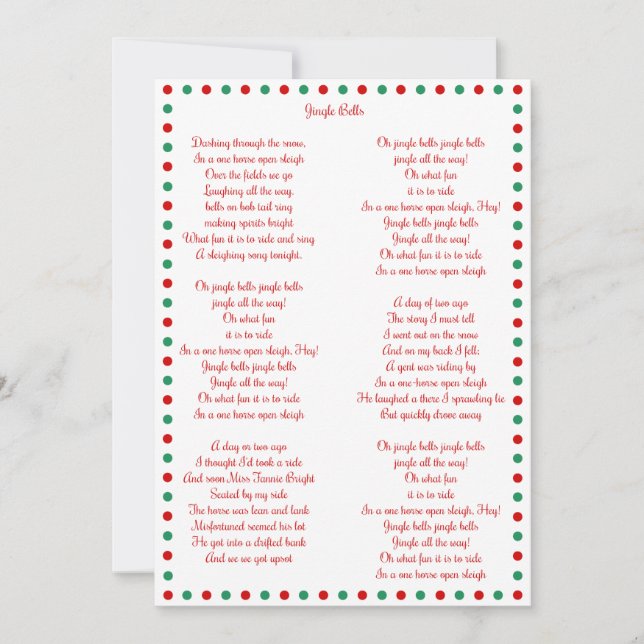 Carol Carol Jingle Bells Cartes de Noël (Devant)