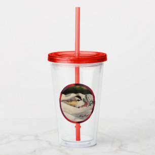 Carol die Chick-a-Dee mit Mistelzweig Acryltrinkbecher