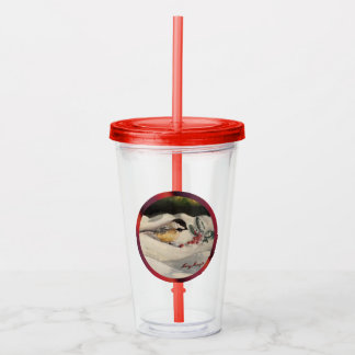 Carol die Chick-a-Dee mit Mistelzweig Acryltrinkbecher