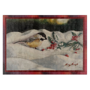 Carol die Chick-a-Dee mit Mistelzweig Schneidebrett