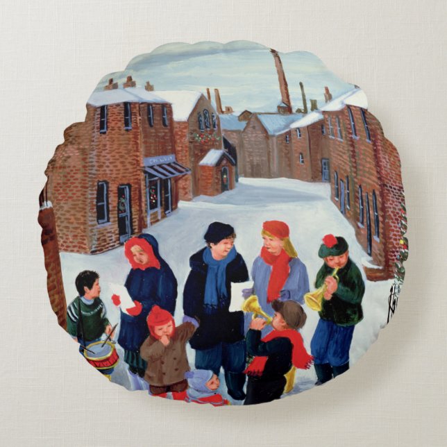 Carol-Sänger Rundes Kissen (Vorderseite)
