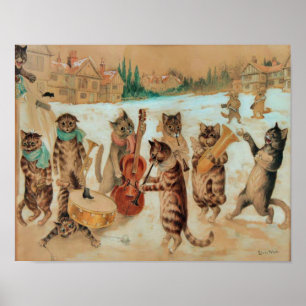Carol Singing 1925 Louis Wain Wall Art Poster