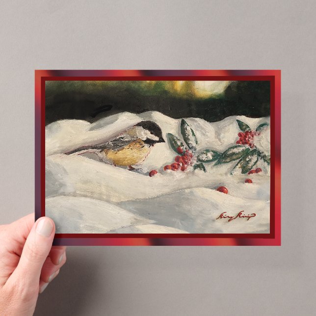 Carol the Chick-a-Dee with Mistletoe Acryleinladungen (Insitu (Handheld))