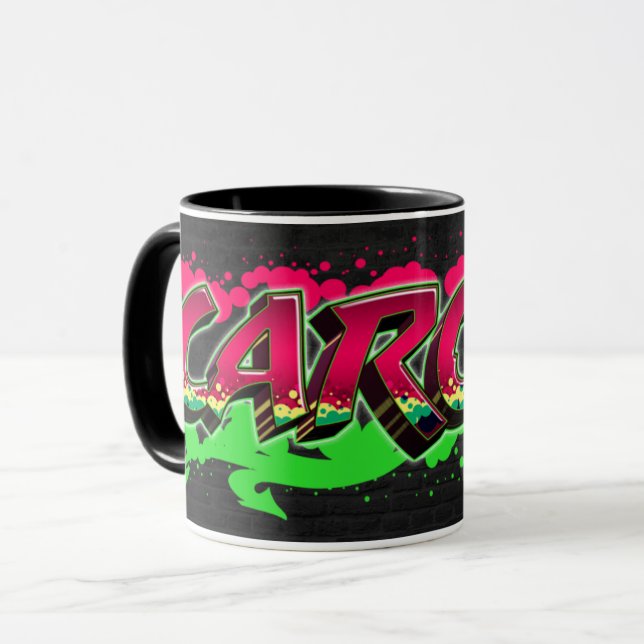 Carola Vorname Name Graffiti red green Tasse (Vorderseite Links)